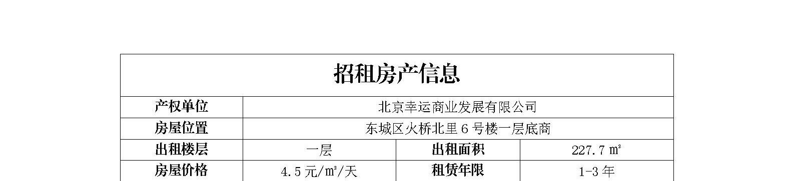 东城区火桥北里6号楼一层底商招商信息