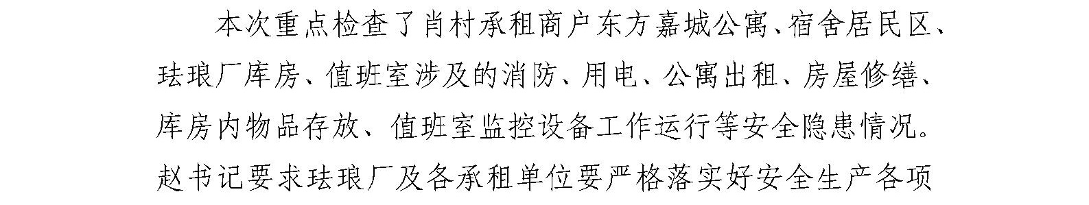 国艺源公司总经理兼珐琅厂党总支书记赵鹏翔 带队开展肖村安全生产检查工作